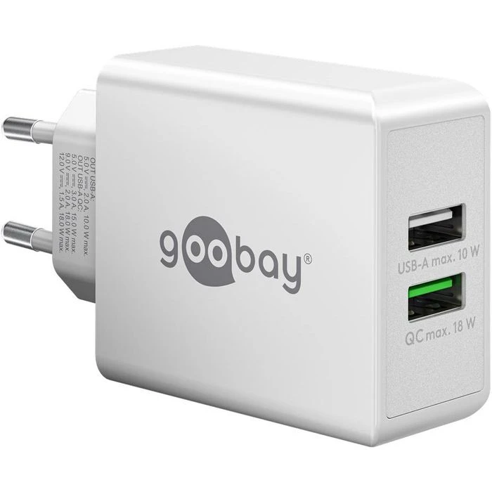 Goobay USB-Ladegerät 44957, 28W, 3A, Weiß, 2x USB A, 2 Port 1 Goobay USB-Ladegerät 44957, 28W, 3A, Weiß, 2x USB A, 2 Port