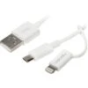 LogiLink Ladekabel CU0118, Weiß, USB A Auf Micro USB / Apple Lightning, 1m