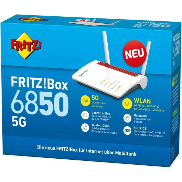 AVM WLAN-Router FRITZ!Box 6850 5G, 1266 MBit/s, Basis Für Schnurlostelefone 3 AVM WLAN-Router FRITZ!Box 6850 5G, 1266 MBit/s, Basis Für Schnurlostelefone – Bild 3