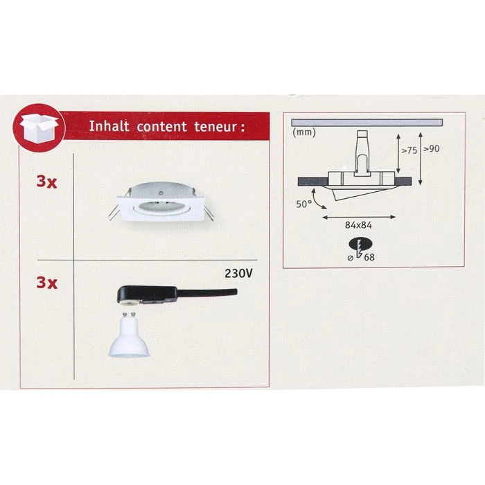 Paulmann Einbaustrahler Nova Weiß GU10 LED, 460 Lm, 6,5 W, Warmweiß, Schwenkbar, 3 Stk. 3 Paulmann Einbaustrahler Nova Weiß GU10 LED, 460 Lm, 6,5 W, Warmweiß, Schwenkbar, 3 Stk. – Bild 3