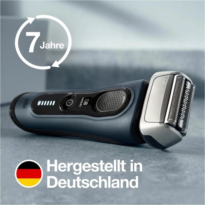 Braun Elektrorasierer Series 8 8413s, Fjordgrau, Wet & Dry, 3+1 Scherkopf, Mit Trimmer & Reise-Etui 5 Braun Elektrorasierer Series 8 8413s, Fjordgrau, Wet & Dry, 3+1 Scherkopf, Mit Trimmer & Reise-Etui – Bild 5