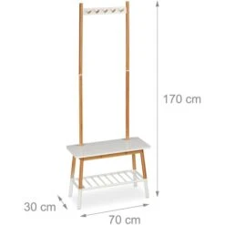 Relaxdays Garderobenständer 10027500, Mit Ablage & 5 Haken, Bambus, Natur / Weiß -Angebote HausGlanz Store f657ff7e1688ed6289858df288f734b7ee4db7a2 garderobenstaender relaxdays 10027500