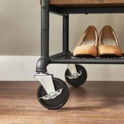 Vasagle Garderobenständer RGR120B01, Vintage, Mit Rollen & 2 Ablagen, Metall / Holz, Braun -Angebote HausGlanz Store f9ce8e70d5a87fa05b36ba4f410657a553bb56ef garderobenstaender vasagle rgr120b01 vintage