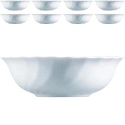 Arcoroc Müslischale Trianon ARC D6883, 16cm, Opalglas, Weiß, Set, 8 Stück