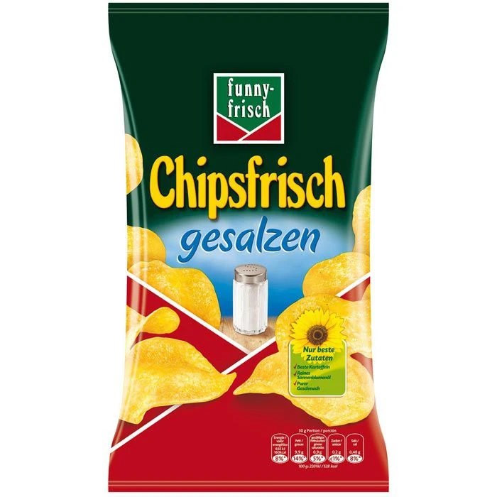 Funny-frisch Chips Chipsfrisch Gesalzen, Kartoffelchips, Je 50g, 4 Tüten 2 Funny-frisch Chips Chipsfrisch Gesalzen, Kartoffelchips, Je 50g, 4 Tüten – Bild 2